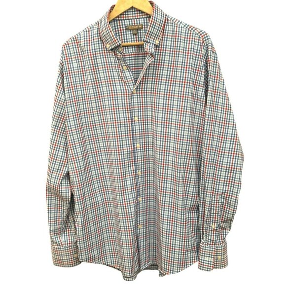 Peter Millar Summer Comfort Red White Blue Button Down Long Sleeve Shirt Sz L - Picture 1 of 8